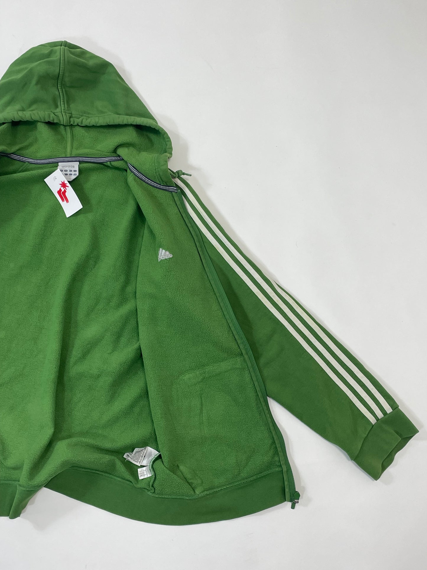 Adidas baggy green zip 3 stripes hoodie - RETRORAIMENTS