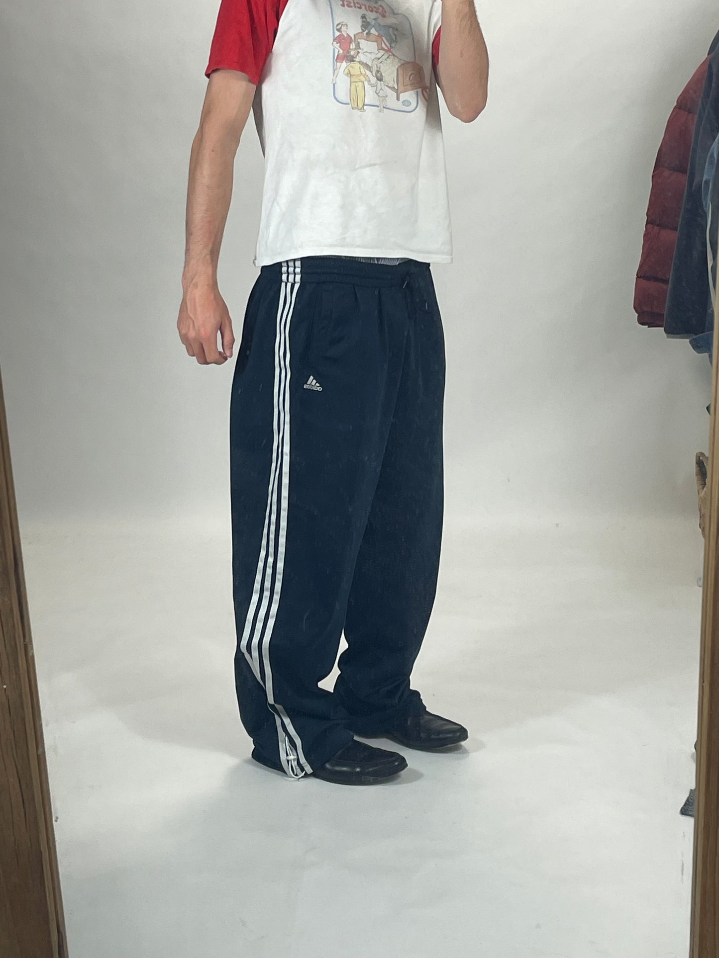 Adidas baggy navy blue parachute pants - RETRORAIMENTS