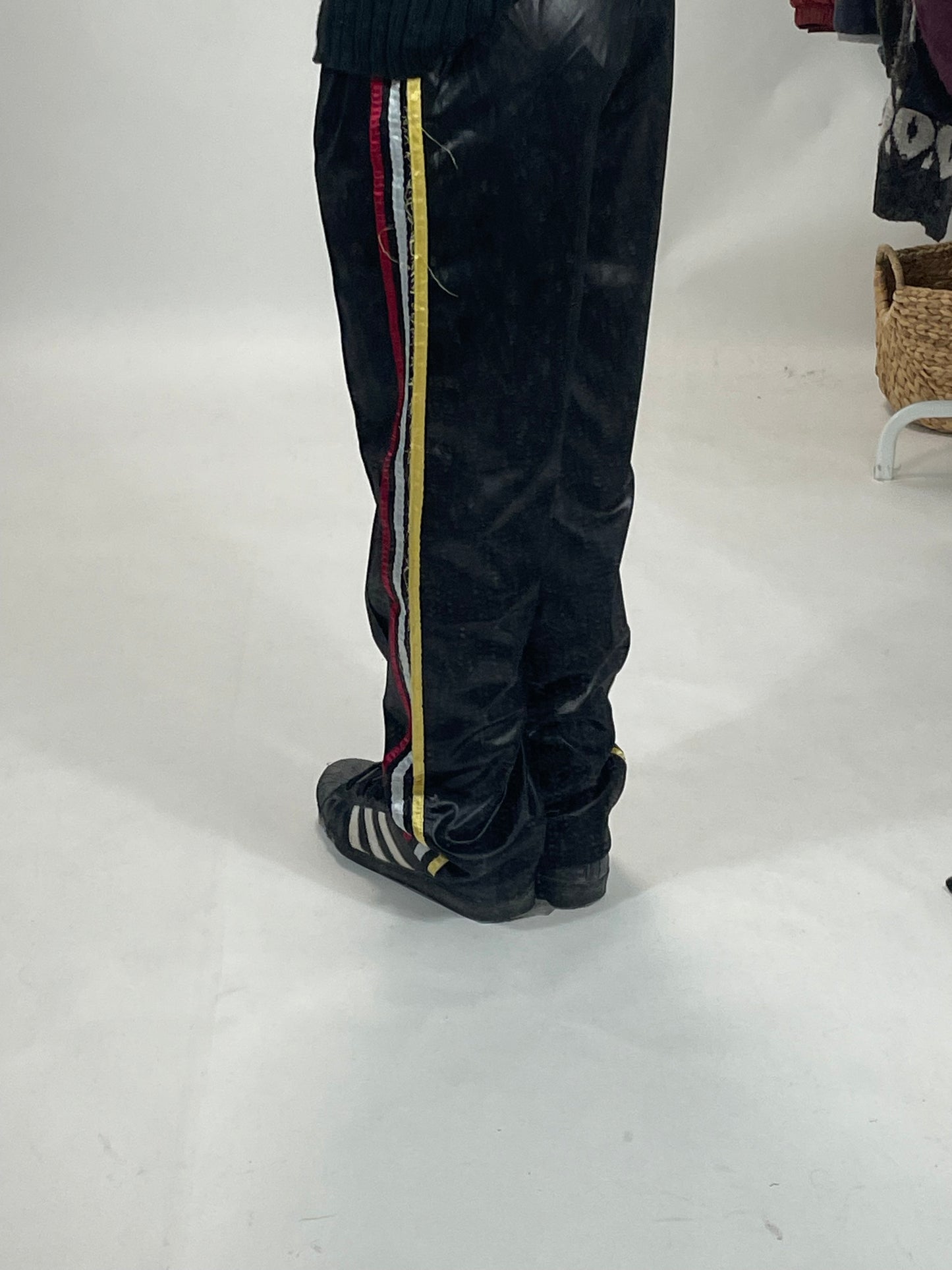 adidas baggy black 3 stripes track pants