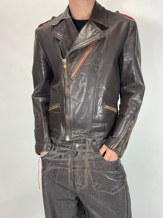 80s Brown Fitted Leather Jacket Hailson