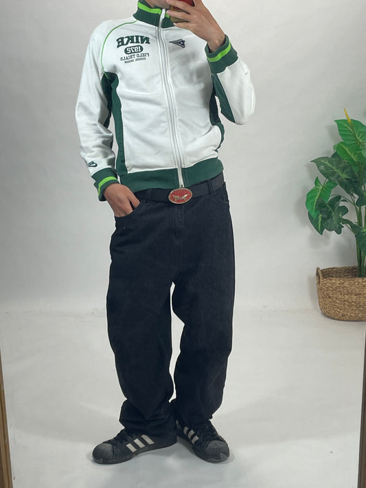Nike zipper white hoodie embroidered