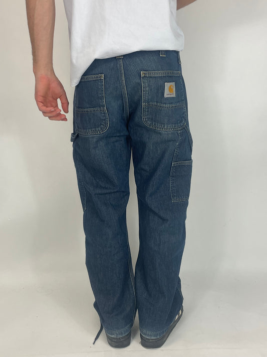 Navy Blue Carhartt Baggy Worker Carpenter Denim Pants