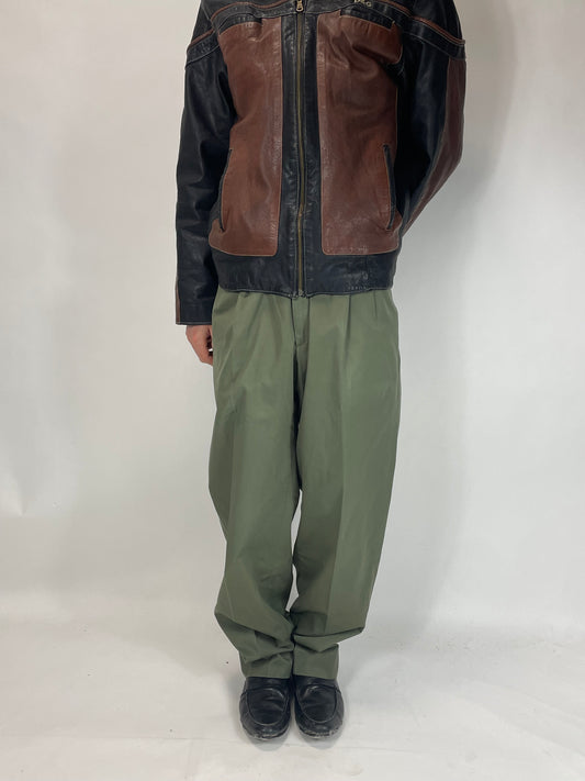Military Green Burberry Vintage Suit Pants