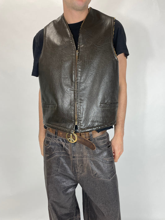 90’s Brown Leather Vest