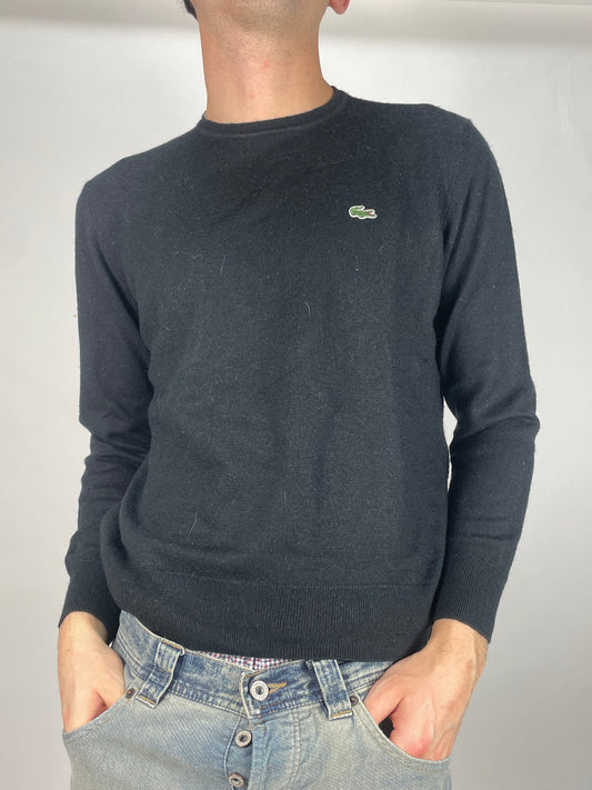 Black Lacoste Embroidered Logo Sweater